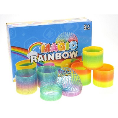 JuzToys 12pcs Magic Rainbow Walking Spring Toy – 3" Classic Novelty Spiral Toy, Colorful Plastic Coil Fidget Toys for Kids