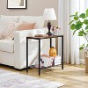 2 Tier End Table, Sofa Side Table, Slim Nightstand for Small Spaces, Metal Frame - 4 of 4