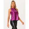 INSPIRE CHIC Women's Party Shiny Sleeveless Keyhole Back Club Metallic Tank Top - 2 of 4