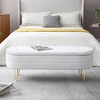 NicBex Fabric End of Bed Bench Upholstered Oval Storage Bench Beige - 4 of 4