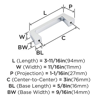 Polished Chrome Modern Cabinet Drawer Pull with Mounting Hardware