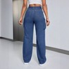 Women's Fashion Cargo Jeans High Waisted Wide Leg Denim Pants with Utility Pockets - 4 of 4