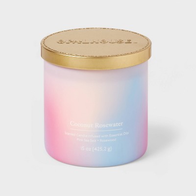 2-Wick 15oz Glass Jar Candle with Tie Dye Sleeve Coconut Rosewater - Opalhouse™