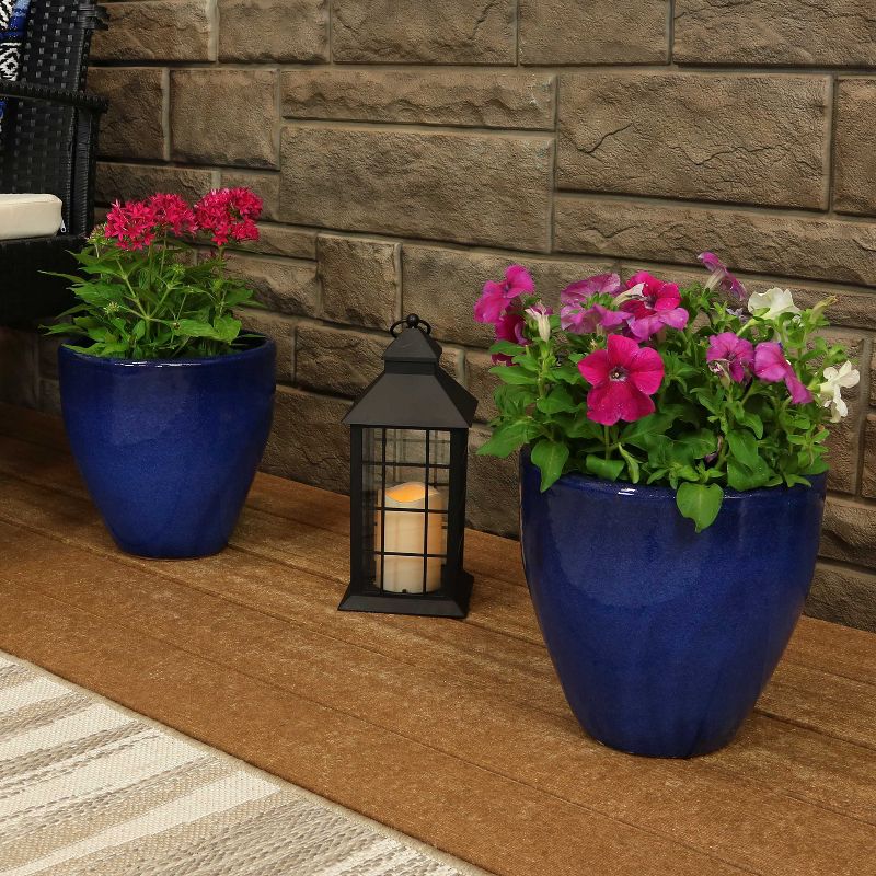 Sunnydaze Resort High-Fired Outdoor/Indoor Glazed UV- and Frost-Resistant Ceramic Planters with Drainage Holes - 2-Pack, 2 of 9