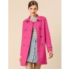 Allegra K Women's Notched Lapel Double Breasted Faux Suede Trench Coat with Belt - 2 of 4