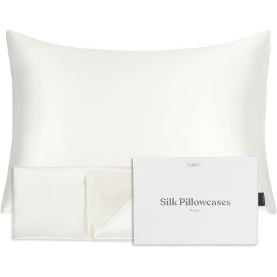 FluffCo 100% Pure Mulberry Silk Pillowcase - Luxurious Cooling Pillowcase for Hair & Skin Care