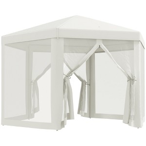 Outsunny 13' x 11' Outdoor Party Tent Hexagon Sun Shelter Canopy with Protective Mesh Screen Walls & Proper Sun Protection - 1 of 4