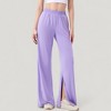 Anna-Kaci Active Women's Wide Leg Lounge Pants with Elastic Waistband and Side Slit Hem Detail - 3 of 4