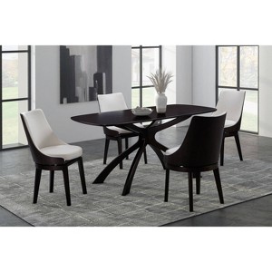 Set of 2 Orleans Swivel High Back Dining Chairs Cream/Black - Boraam: Upholstered Kitchen Seating, 300 lbs Capacity - 1 of 4