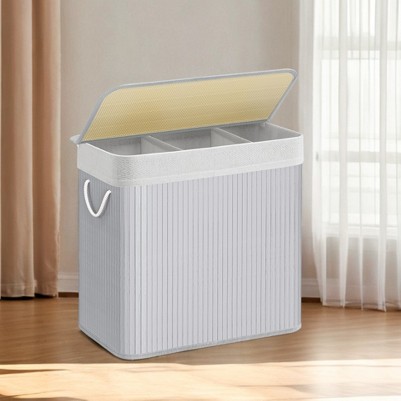 LEDREM 39.6 Gallons Laundry Hamper, 3-Section Laundry Basket,with