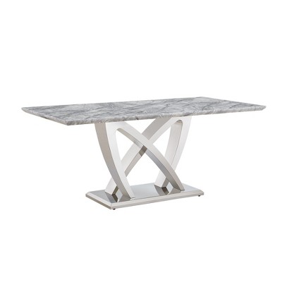 Dolonm 70" Modern Faux Marble Dining Table for 6 with Stainless Steel Base