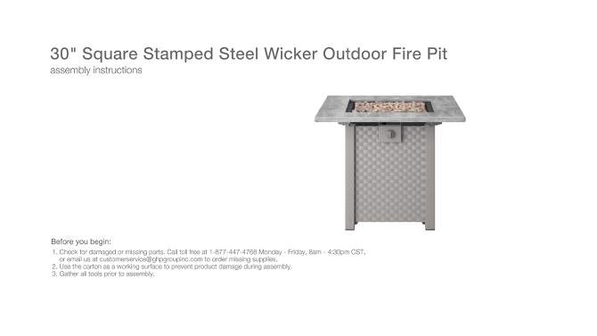30&#34; Square Stamped Steel Wicker Outdoor Fire Pit - Threshold&#8482;, 2 of 7, play video