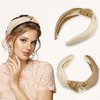 Unique Bargains Women's Top Knotted Fashion Elastic Wide Headband Beige Brown 1 Pc - 3 of 4
