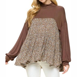 Women's Tiered Babydoll Turtleneck Tunic - VISION - 1 of 3