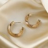 SOHI Women's Champayne Gold Ripple Swirl Hoop Earrrings - 2 of 4
