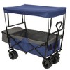NAYSAYE 480Lbs Collapsible Wagon with Canopy and Mosquito Net All Terrain Wheels for Camping and Garden, Dark Blue, 45.28"*22.83"*38.78" - 4 of 4