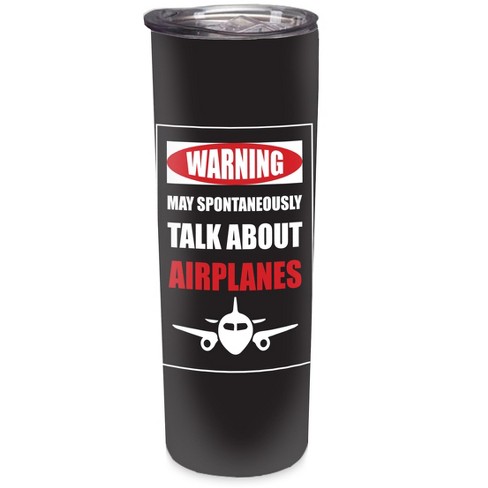 Elanze Designs Spontaneously Talk Airplanes Black Red 20 ounce Stainless Steel Travel Tumbler - image 1 of 4