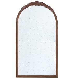 Okak 23*42/28*53IN Wooden Wall Mirror, Arched Full Length Mirror with Decorated Carving, Full Body Mirror for Living Room, Bedroom - 1 of 4
