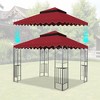 Gulches 10x10 Ft Outdoor Patio Gazebo Replacement Canopy,Double Tiered Gazebo Tent Roof Top Cover Only wavy border(Frame Not Include)-Red - 2 of 4