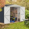 Tangkula 8 x 6.3 FT Metal Outdoor Storage Shed w/ Lockable Door Pitched Tool Shed Roof - 3 of 4