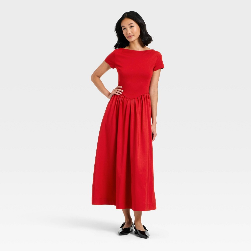 Women's Backless Knit Maxi Dress - A New Day™ Dark Red S