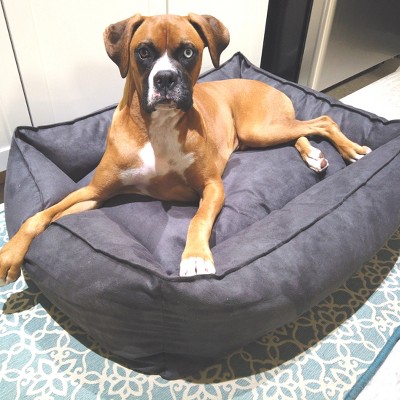 Medium Fathom Gray Plush Pillow Dog Bed