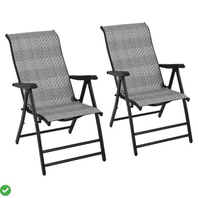 Patio Rattan Folding Reclining Chair, Portable Foldable Rattan Chairs w/Adjustable High Backrest & Widened Armrest