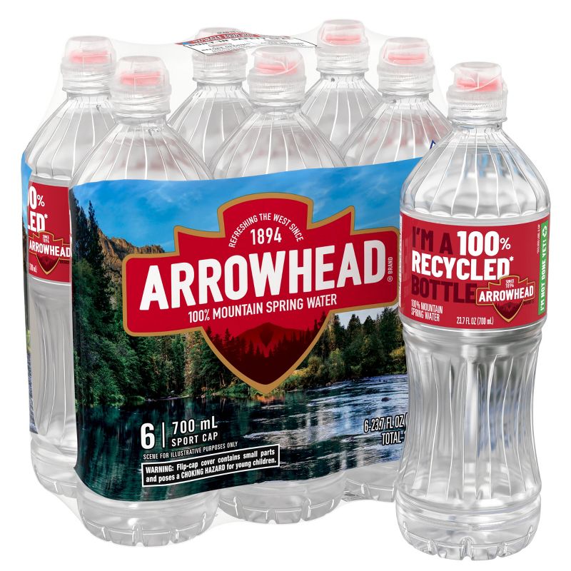 Arrowhead Brand 100% Mountain Spring Water - 6pk/23.7 fl oz Sports Cap Bottles, 1 of 11