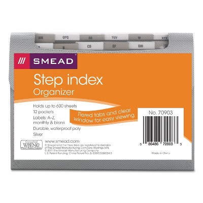 Smead Step Index Organizer 12-Pocket Letter Poly Silver 70903