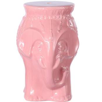 Orla 18.5" Modern Bohemian Elephant Ceramic Garden Stool - JONATHAN Y
