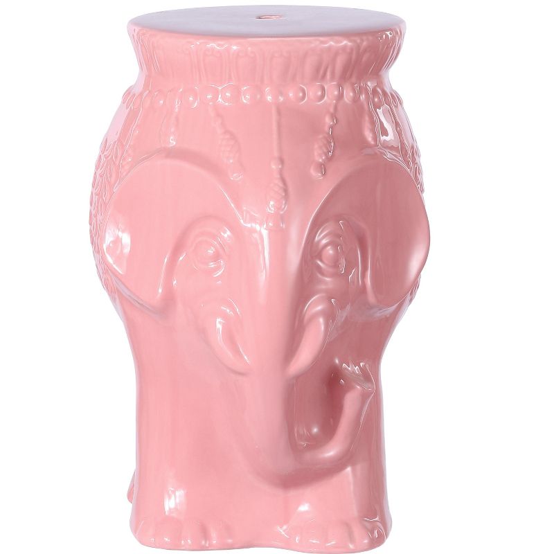 Orla 18.5" Modern Bohemian Elephant Ceramic Garden Stool - JONATHAN Y, 1 of 9