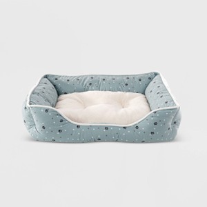 Precious Tails Microsuede Cuddler with Plush Center Bolster Bed for Dogs - Sage Green - S - 1 of 4