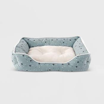 Precious Tails Microsuede Cuddler with Plush Center Bolster Bed for Dogs - Sage Green - S