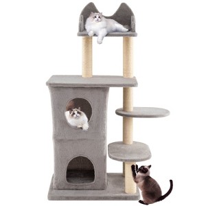 Costway 48.5 inch Cat Tree for Indoor Cat with 2-story Condo, 3 Hideaway Caves, Plush Perch - 1 of 4