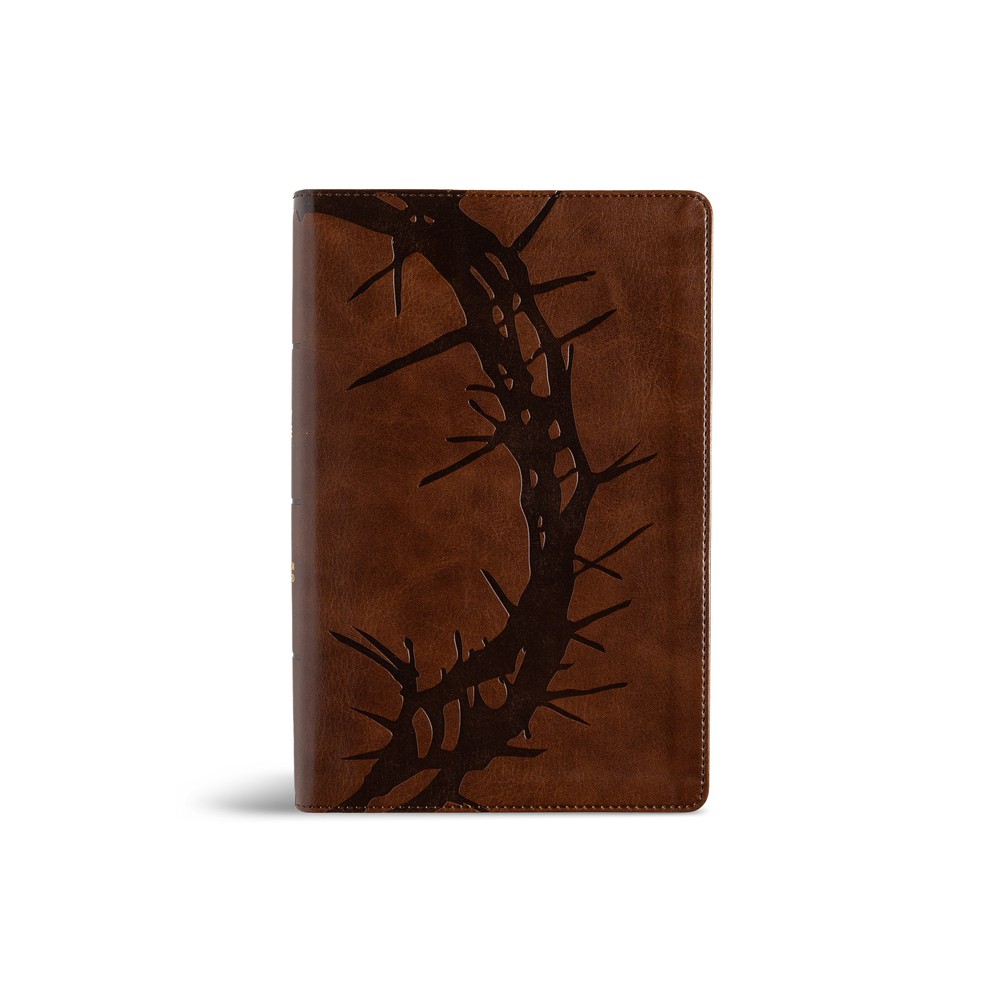 CSB Large Print Personal Size Reference Bible, Easy-To-Read Optimal Type, Digital Study Edition, Brown Crown of Thorns Leathertouch - (Leather Bound)