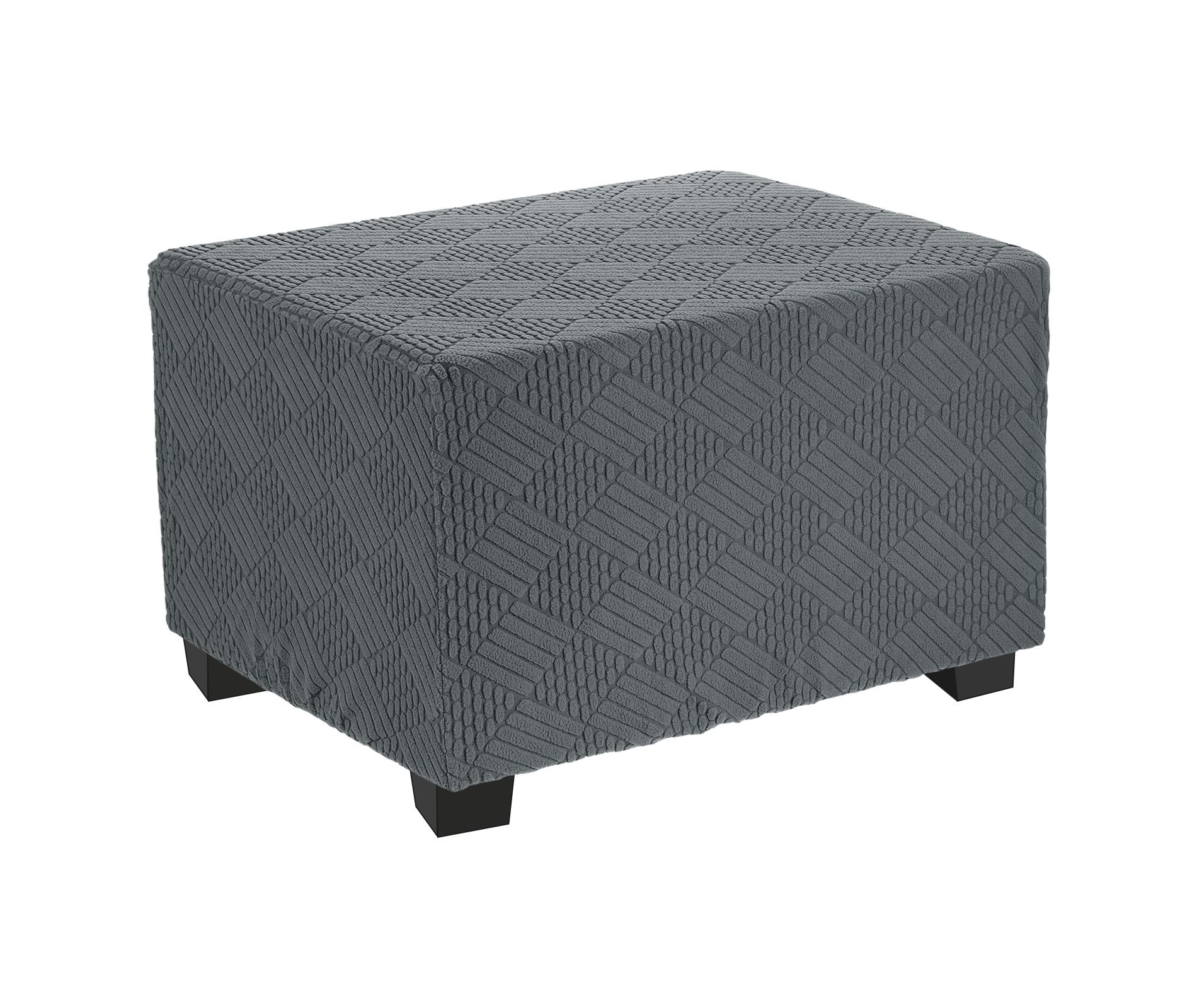 Unique Bargains  Elastic Furniture Protector Stretch Foot Stool Cover for Living Room Bedroom 1 Pc Deep Gray Fit 57-70cm / 23"-27"