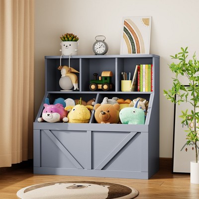 Whizmax Kids Bookshelf, Bookcase Footboard, Toy Storage Cubby, Children's Toy Shelf, 35.4" L Toy Storage Cabinet, Fit for Children's Room, Playroom