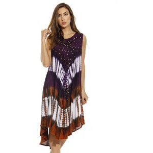 Riviera Sun Dress / Casual Summer Dresses for Women (Purple / Rust, 1X) - 1 of 2