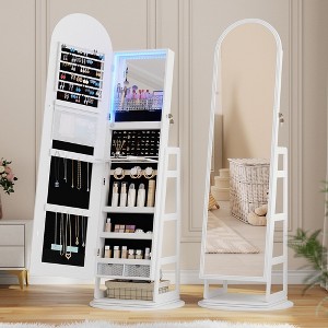 Vlsrka Arched Jewelry Cabinet Freestanding Jewelry Armoire ,White - 1 of 4
