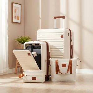 YOOCOZZ 4-Piece Luggage Set with USB Charging Ports,Front-Opening for Laptop,TSA Lock and Wet-Dry Toiletry Bag - 1 of 4