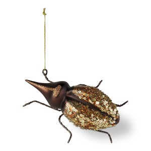 tagltd Golden Beetle Christmas Ornament Multicolor Tree Decoration 3x5 inches Dust Clean - 1 of 2