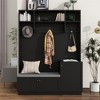 78.7'' Elegant Design Hall Tree with Storage Cabinet, 3 Shelves, Widen Bench and 3 Coat Hooks - ModernLuxe - 2 of 4