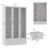 Famapy White Stylish Wardrobe with 3-Glass Doors and 3 Drawers - 3 of 4