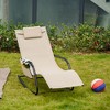 Outsunny Outdoor Rocking Recliner, Sling Sun Lounger with Removable Headrest and Side Pocket for Garden, Patio and Dec - 3 of 4