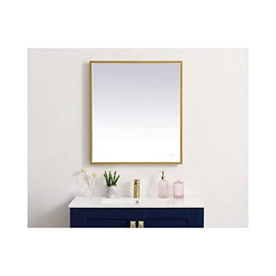Brass Rectangular LED Bathroom Vanity Mirror with Aluminum Frame