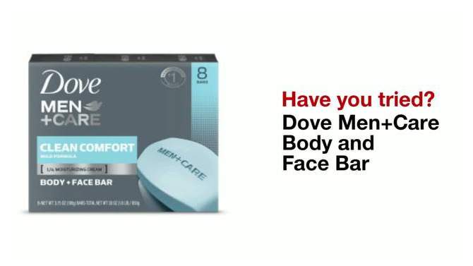 Dove Men+Care Clean Comfort Body &#38; Face Bar Soap - 8pk - 3.75oz each, 2 of 12, play video