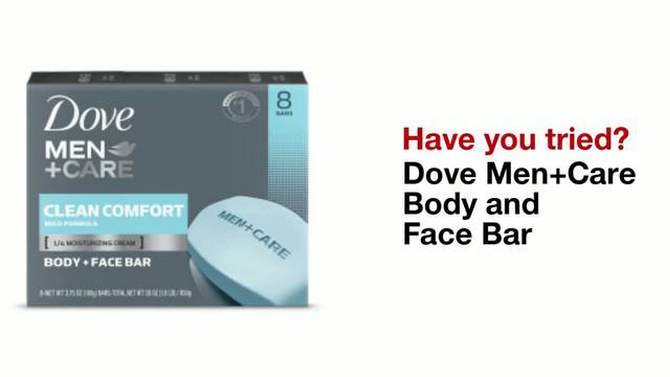 Dove Men+Care Clean Comfort Body &#38; Face Bar Soap - 8pk - 3.75oz each, 2 of 7, play video