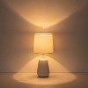 C Cattleya 18.5in. Modern Minimalist White Ceramic Table Lamp with Linen Shade for Bedroom,Living Room,Nightstand - 4 of 4