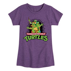 Girls' - Teenage Mutant Ninja Turtles - Logo Character Group Fitted Short Sleeve Graphic T-Shirt - 1 of 4