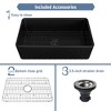 CASAINC 33" Farmhouse Apron Single Bowl Fireclay Kitchen Sink with Grid and Strainer - Reversible Installation - 3 of 4